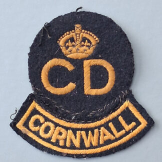 WW2 Civil Defence (Cornwall) - Embroidered Cloth Breast Badge.