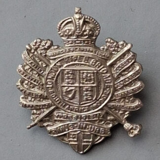 The 5th London Rifle Brigade - King's Crown White Metal Field Service Cap Badge.