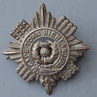 (South Africa) The Cape Town Highlanders - White Metal Glengarry Badge.