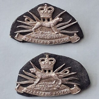 The Nyasaland Police - Queen's Crown Hallmarked Silver Collar Badges.