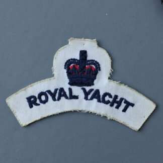The Royal Yacht - Queen's Crown Black On White Cloth Shoulder Badge.