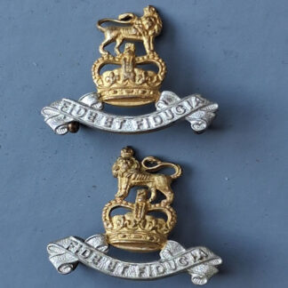 The Royal Army Pay Corps - Queen's Crown Officer's Silver & Gilt Collar Badges.