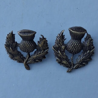The London Scottish - Officer's Service Dress Bronzed Collar Badges.