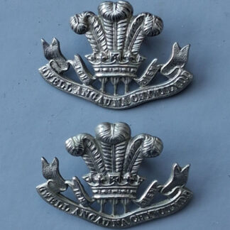 The Welsh Regiment - White Metal Collar Badges.