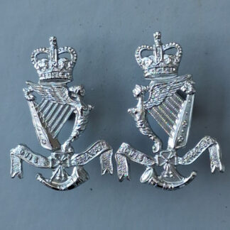 The Royal Ulster Rifles - Queen's Crown White Metal Collar Badges.