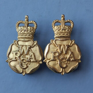 The Women's Royal Army Corps - Queen's Crown Officer's Gilt Collar Badges.