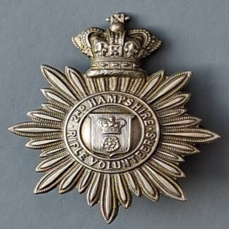 2nd Hampshire Rifle Volunteers - Queen Victoria's Crown White Metal Cap Badge.