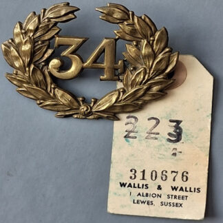 34th Regiment Of Foot - Victorian O.R's Brass Glengarry Badge Circa 1874 - 1881.