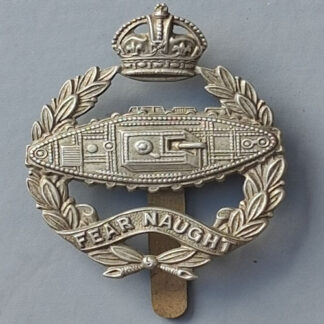 The Royal Tank Regiment - King's Crown White Metal "Tank Facing Right" Cap Badge.