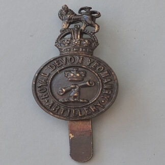 The Royal Devon Yeomanry Artillery - King's Crown Blackened Brass Cap Badge.