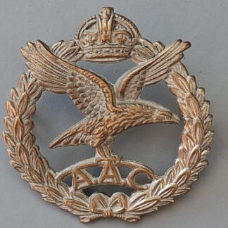The Army Air Corps - King's Crown White Metal Cap Badge.