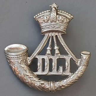 The Durham Light Infantry - Queen Victoria's Crown White Metal Cap Badge.